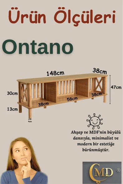 ÇMD ÇAKIR MOBİLYA Ontano Tv Ünitesi Minimalist Mdf Ahşap Tasarım - 2