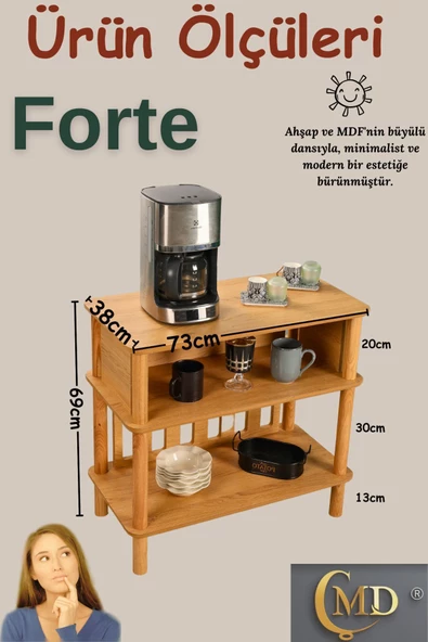 ÇMD ÇAKIR MOBİLYA Forte Çok Amaçlı Kahve Dolabı: Minimalist Mdf Ve Ahşap Tasarımıyla Estetik Ve Fonksiyonellik - 2