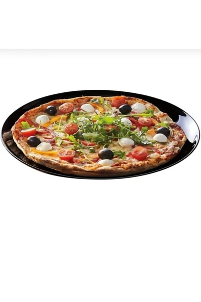 MutfakMarket 6 Adet Pizza Tabağı 32 cm,Siyah 6’lı Servis Tabağı ,Sunum Tabağı