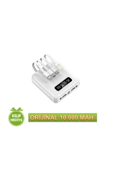 Powerbank Orijinal 10.000 mAh. İphone/Type-C/Mikro Usb Kablo Çıkışlı - Fenerli Concord CF-115