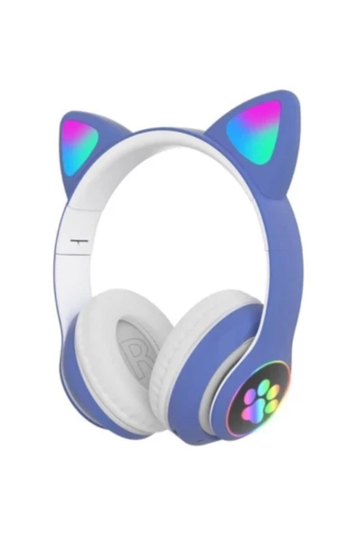 Kedi Kulaklı Stn-28 Bluetooth Led Işıklı Hafıza Kartı Girişli Kulak Üstü Kedi Kulaklık