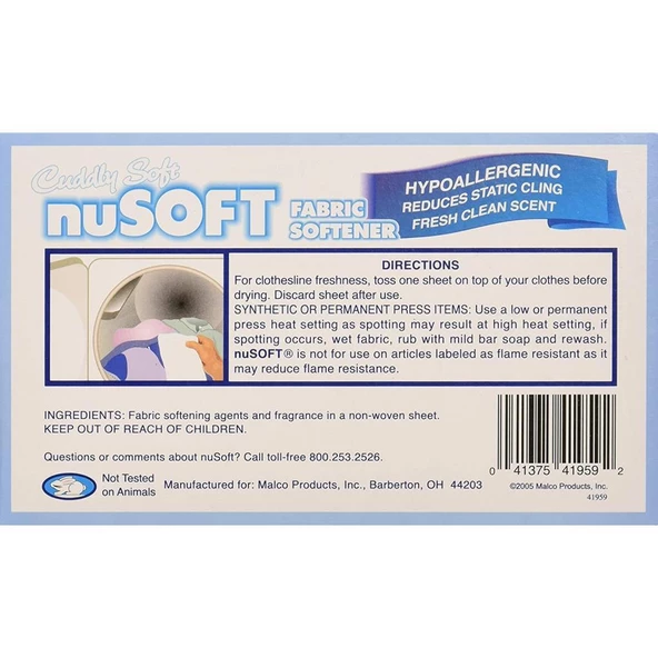 Nusoft Kurutma Makinası Özel Yumuşatıcı Mendil 50 Kullanım - 2