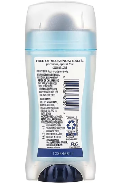 Secret Aluminum Free Coconut Koltuk Altı Deodorant Stick 68GR - 2