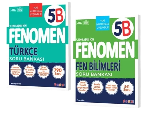 FENOMEN YAYINLARI 5 Türkçe B Soru Bankası + Fen Bilimleri B Soru Bankası