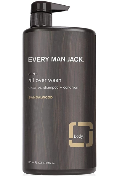 Every Man Jack 3in1 Sandalwood Şampuan + Saç Kremi + Vücut Şampuanı 945ML