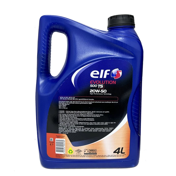 Elf Evolution 500 TS 20W-50 Motor Yağı 2 x 4 L - Resim 2