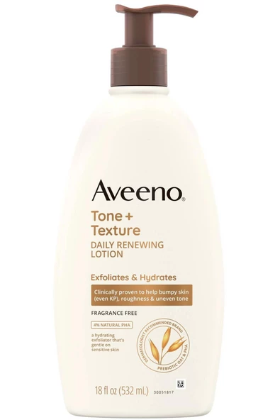 Aveeno Tone + Texture Eksfoliye Edici ve Nemlendirici Günlük Vücut Losyonu 532ML