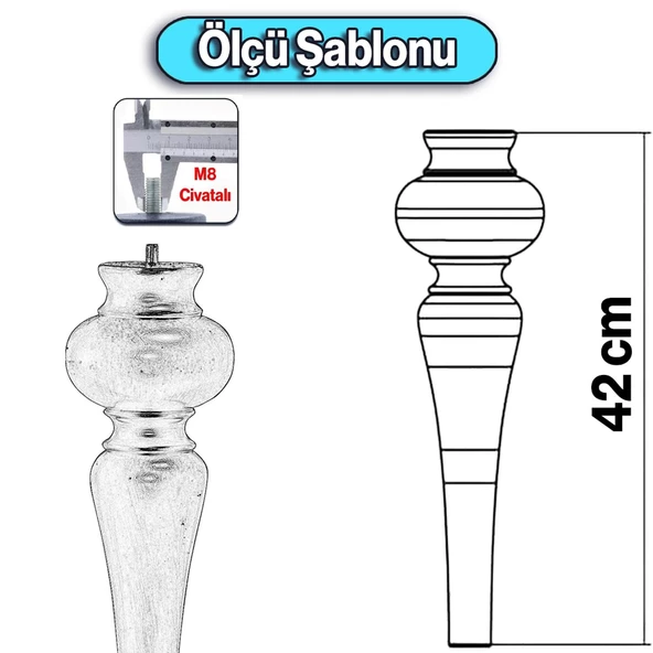 Damla Plastik 4 Adet Sehpa Ayağı 42 cm Gold Altın Orta Sehpası Ayak Zigon Sehpa Mobilya Ayakları - Resim 2