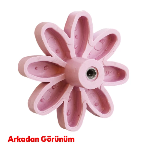 Plastik Papatya Gülücüklü 5 ADET Pembe Renk Mobilya Çoçuk Odası Dolabı Kapak Kulpu Çekmece Kulbu - 8