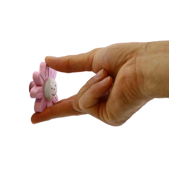 Plastik Papatya Gülücüklü 5 ADET Pembe Renk Mobilya Çoçuk Odası Dolabı Kapak Kulpu Çekmece Kulbu - 6