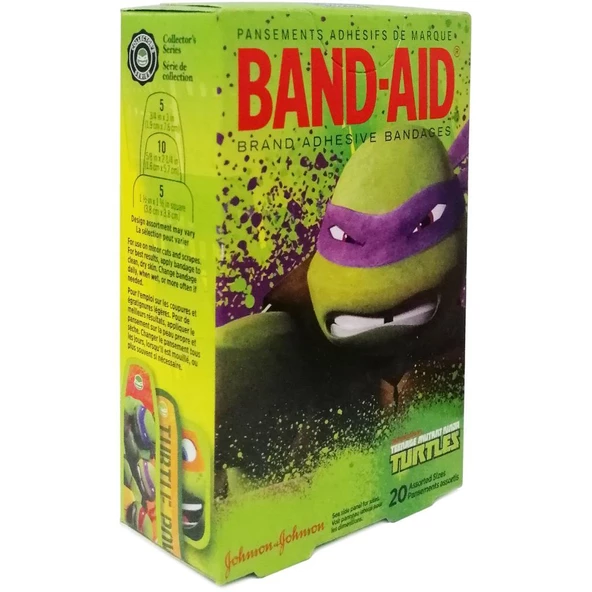 Band Aid Turtles Yara Bandı 20 Adet Karışık Ölçü