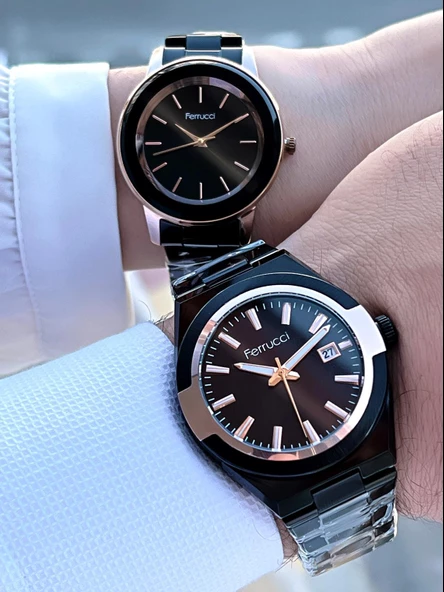 Ferrucci Çelik Kordon 3 Atm Suya Dayanıklı Çiftlere Özel Bay&Bayan Kol Saat CFC.03227.03 - Resim 3