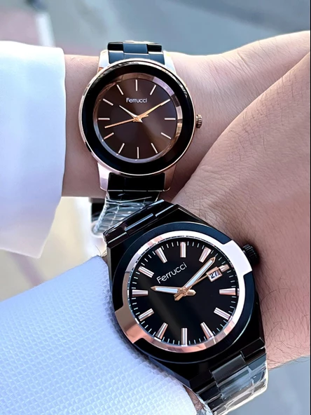 Ferrucci Çelik Kordon 3 Atm Suya Dayanıklı Çiftlere Özel Bay&Bayan Kol Saat CFC.03227.03 ürün görseli