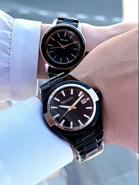 Ferrucci Çelik Kordon 3 Atm Suya Dayanıklı Çiftlere Özel Bay&Bayan Kol Saat CFC.03227.03 - Resim 4