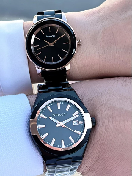 Ferrucci Çelik Kordon 3 Atm Suya Dayanıklı Çiftlere Özel Bay&Bayan Kol Saat CFC.03227.03 - Resim 2