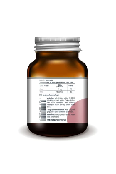 Onvita Çinko & Bakır 60 Kapsül - Resim 2
