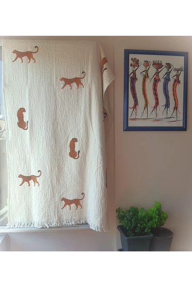 Plaj Havlusu ,Banyo Havlusu ,Peştamal ,Koltuk örtüsü Baby Leopar Desen Baskılı - 2