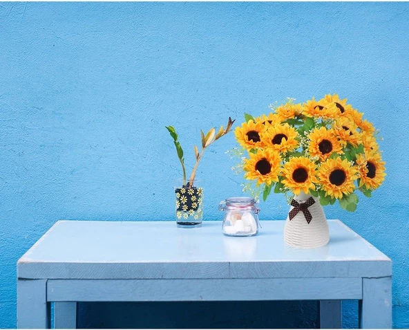 Nettenevime Yapay Çiçek Sunflower Ay Çiçeği Büyük Demet 12 Dallı 50cm - Resim 6