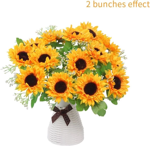 Nettenevime Yapay Çiçek Sunflower Ay Çiçeği Büyük Demet 12 Dallı 50cm - Resim 5