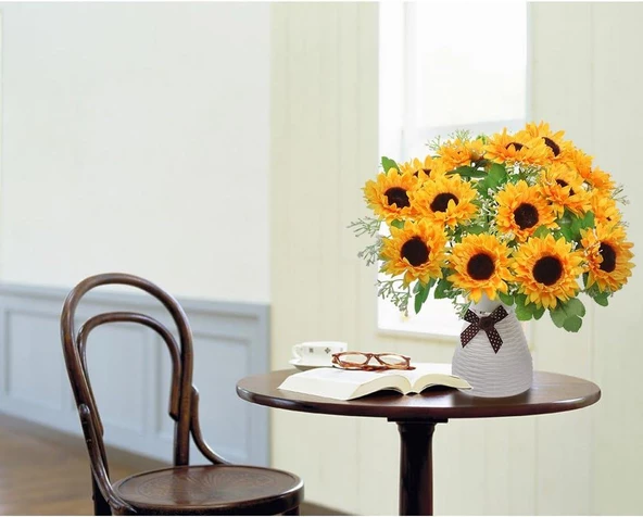 Nettenevime Yapay Çiçek Sunflower Ay Çiçeği Büyük Demet 12 Dallı 50cm - Resim 4