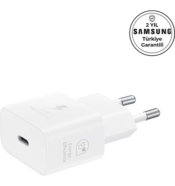 Samsung 25W Type-C Hızlı Şarj Adaptörü , Beyaz, Samsung Türkiye Garantili - Ep-T2510nwegww