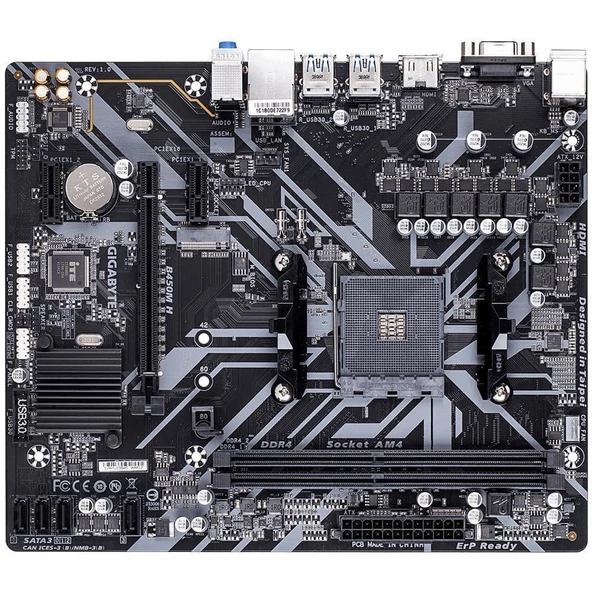 Gigabyte B450M-H AMD B450 2933MHz DDR4 Soket AM4 mATX Anakart YENİLENMİŞ 1 YIL GARANTİLİ KUTUSUZ ÜRÜN - 2