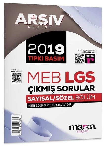 Marka 8. Sınıf Arşiv Serisi LGS 2019 Çıkmış Sorular Çözümlü Tıpkı Basım Marka Yayınları