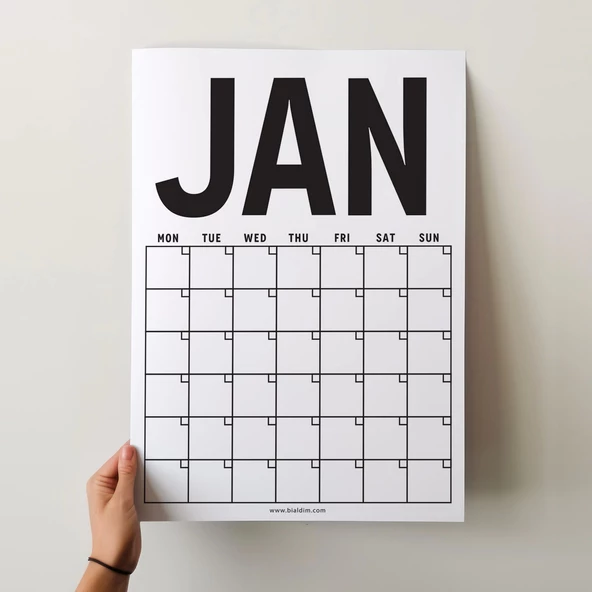 Sürekli Takvim, 12 Aylık Tarihsiz Takvim, Aylık Planlayıcı Takvim, A4, 33x48 cm, Undated Monthly Wall Planner, Wall Cale - Resim 2