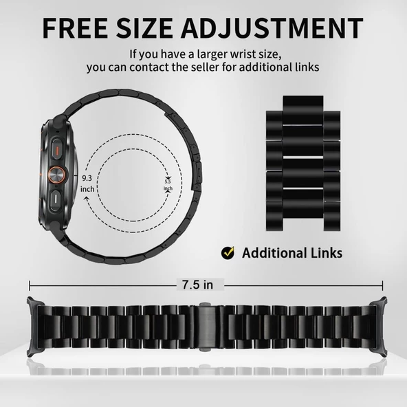 Samsung Galaxy Watch 7 Ultra 47mm Kordon Klipsli Metal Kordon 04 +Kısaltma Aparatı - 12