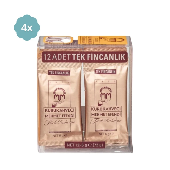 Kurukahveci Mehmet Efendi Tek Fincanlık 6 gr 12'li Paket 4 Adet Türk Kahvesi - 2