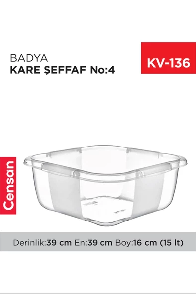 Kare Şeffaf Badya 1 Adet 4 No   -E167