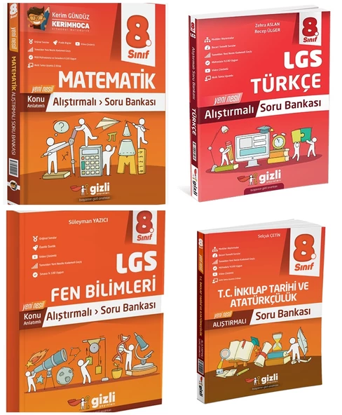 Gizli 2025 8. Sınıf Lgs Matematik + Türkçe + Fen + İnkılap Alıştırmalı Soru Bankası Seti 4 Kitap ürün görseli