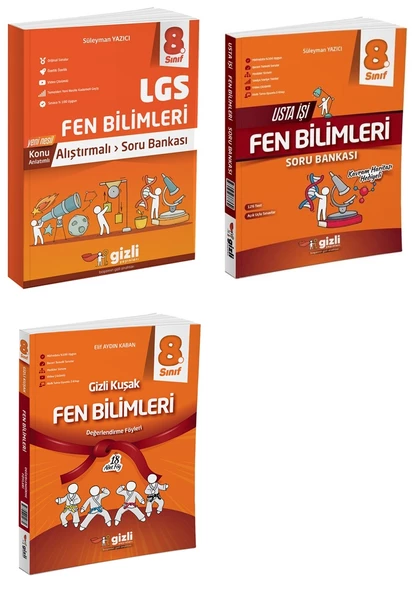 Gizli Yayınları 2025 8. Sınıf Lgs Fen Bilimleri Alıştırmalı + Usta İşi + Gizli Kuşak Serisi Seti 3 Kitap ürün görseli