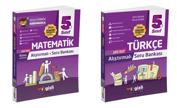 Gizli 2025 5. Sınıf Matematik + Türkçe Alıştırmalı Soru Bankası Seti 2 Kitap ürün görseli
