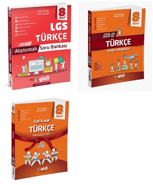 Gizli Yayınları 2025 8. Sınıf Lgs Türkçe Alıştırmalı + Usta İşi + Gizli Kuşak Serisi Seti 3 Kitap