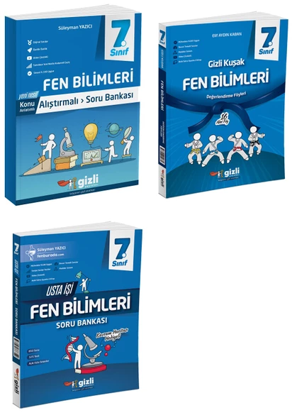 Gizli Yayınları 2025 7. Sınıf Fen Bilimleri Alıştırmalı + Usta İşi + Gizli Kuşak Serisi Seti 3 Kitap ürün görseli