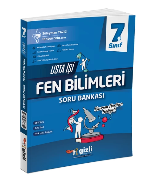 Gizli Yayınları 2025 7. Sınıf Fen Bilimleri Usta İşi Soru Bankası + Kavram Haritası ürün görseli