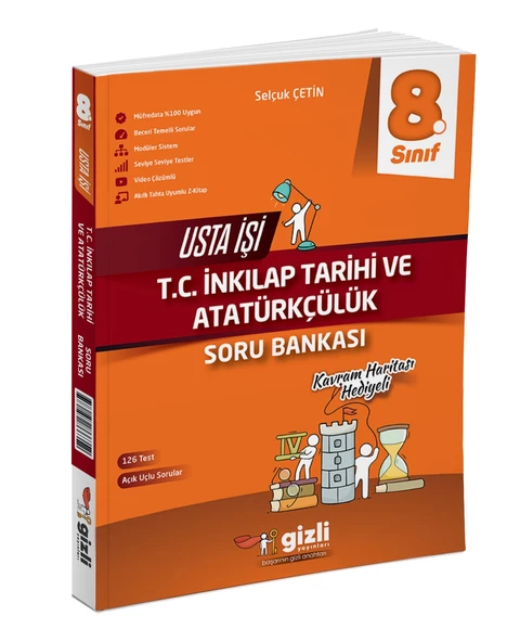 Gizli Yayınları 2025 8. Sınıf İnkılap Tarihi Usta İşi Soru Bankası + Kavram Haritası ürün görseli 1