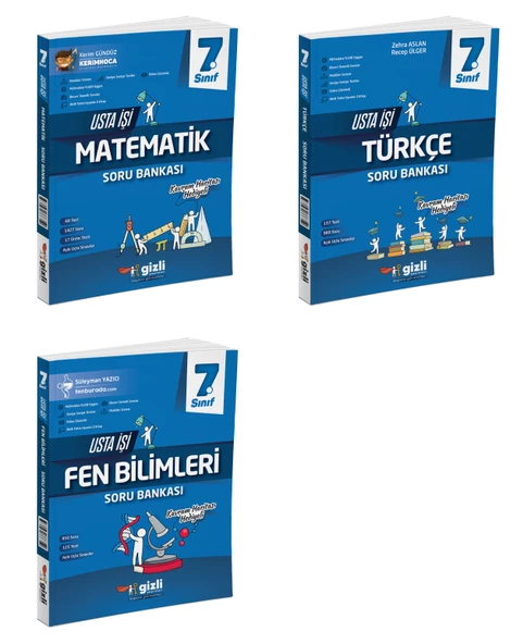 Gizli 2025 7. Sınıf Matematik + Türkçe + Fen Usta İşi Soru + Kavram Haritası Seti 3 Kitap ürün görseli