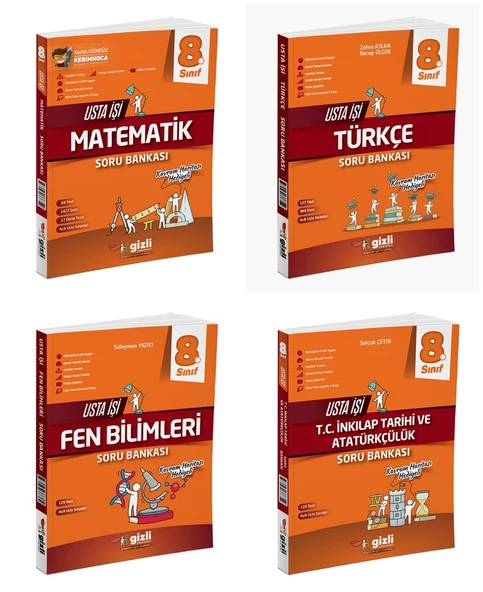 Gizli 2025 8. Sınıf Lgs Matematik + Türkçe + Fen + İnkılap Usta İşi Soru + Kavram Haritası Seti 4 Kitap ürün görseli