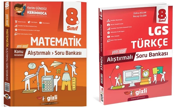 Gizli 2025 8. Sınıf Lgs Matematik + Türkçe Alıştırmalı Soru Bankası Seti 2 Kitap