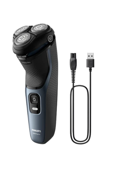 PHİLİPS S3144/00 Islak/Kuru Sinek Kaydı Tıraş Makinesi- Banyo Vücut Bakım - Kulak/Burun Tüy Kesme 3'Lü Set - Resim 2