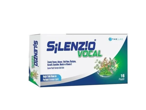 Silenzio Vocal 16 Pastil İzlanda Yosunu, Adaçayı, Tıbbi Nane, Okaliptus, Karanfil, Karabiber, Mentol Ve Vitamin C İçeren Pastil