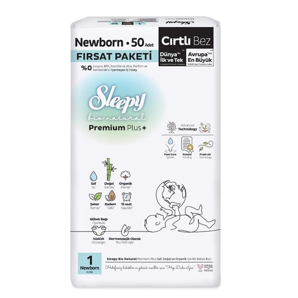 Sleepy Bio Natural Premium Plus Gross Paket Bebek Bezi 1 Numara Newborn 100 Adet - Resim 2