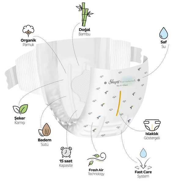 Sleepy Bio Natural Premium Plus Gross Paket Bebek Bezi 1 Numara Newborn 100 Adet - Resim 4