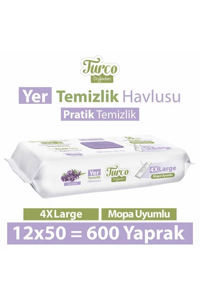 Baby Turco Turco Doğadan Yer Temizlik Havlusu Lavanta 12X50(600 Yaprak)