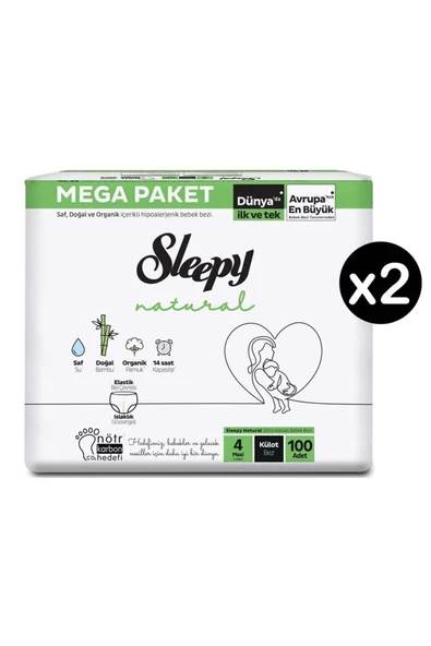 Sleepy Natural 4 Numara Maxi 200'lü Külot Bez