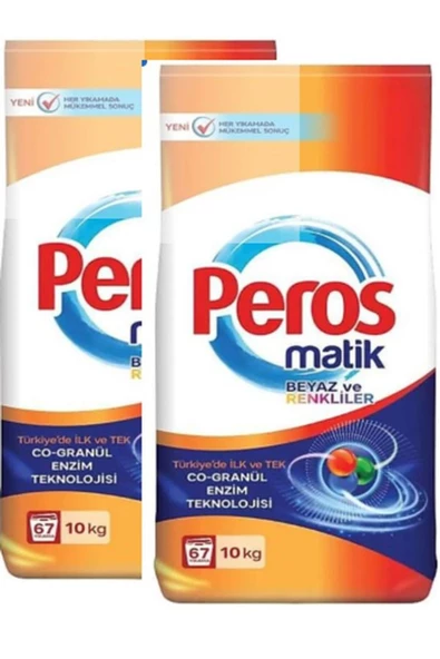 Peros Matik Beyazlar Ve Renkliler 10kg 2li toplam 20kg