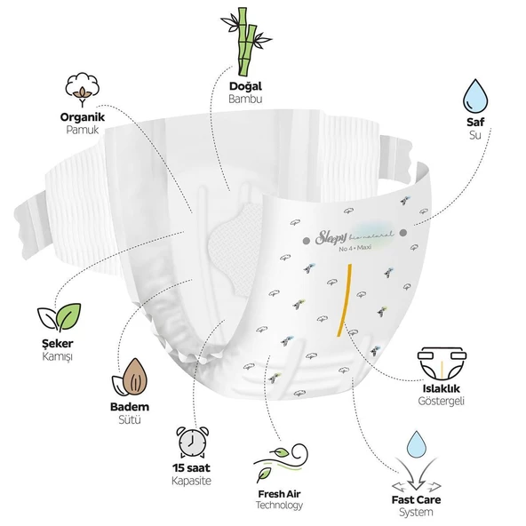 Sleepy Bio Natural Premium Plus Gross Paket Bebek Bezi 3 Numara Midi 100 Adet - 3