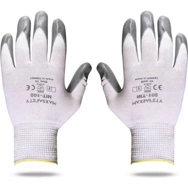 Maxsafety Nitril Eldiven Gri-Beyaz 10 Numara